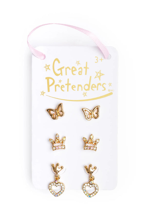 Great Pretenders Boutique Royal Crown Studded Earrings 6pc