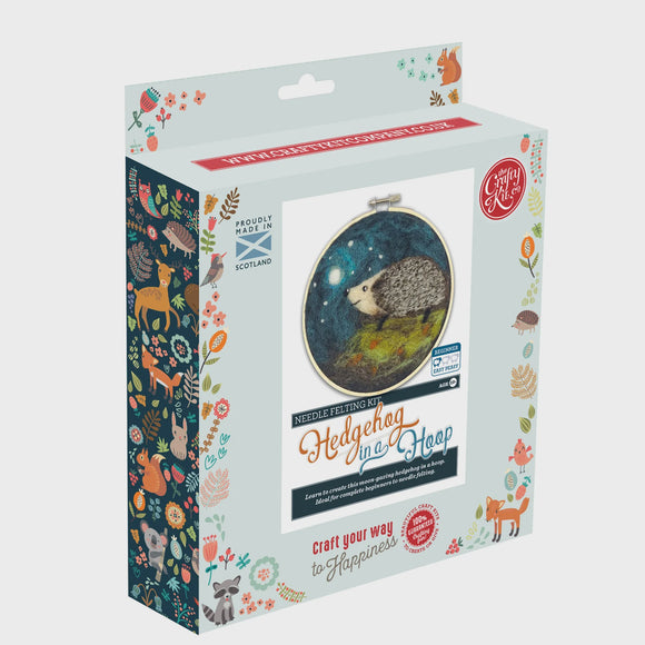 Hedgehog in a Hoop Needle Felt Kit