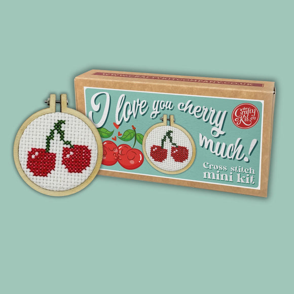 I Love You Cherry Much Mini Cross Stitch Kit