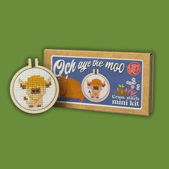 Och Aye the Moo Mini Cross Stitch Kit