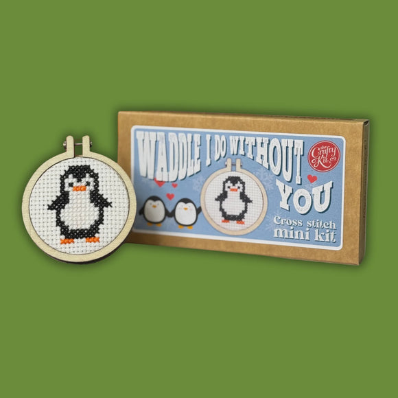 Waddle I do Without You Mini Cross Stitch Kit