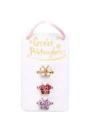 Boutique Butterfly Gem Rings, 3pcs