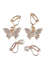 Boutique Butterfly Clip On Earrings, 2 Sets