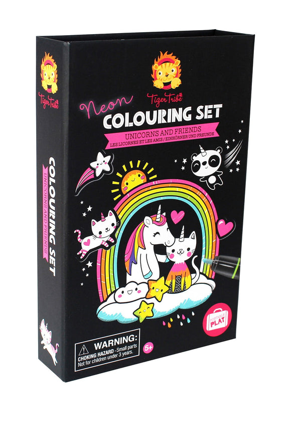 Tiger Tribe Unicorn and Friends Neon Colouring Set