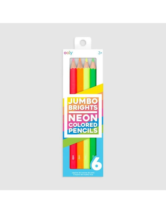 Ooly Jumbo Brights Neon Coloured Pencils 6pk